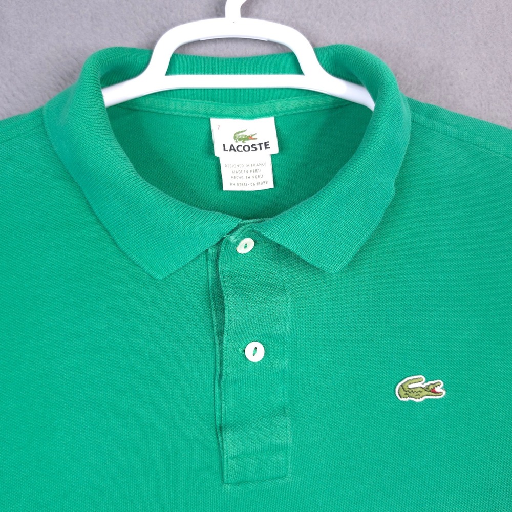 Lacoste Polo Shirt Short Sleeve Green Size 7‎ Mens Pique Cotton Classic Fit Logo